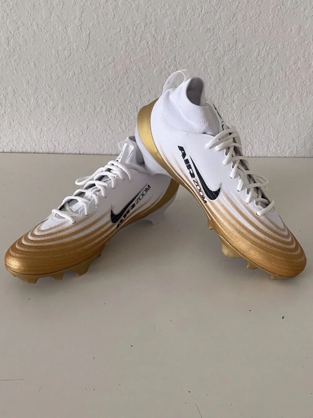 Men’s Sz 11.5 Nike Zoom Air Vapor Pro 1 Football Cleats FB3298-103 White Gold
